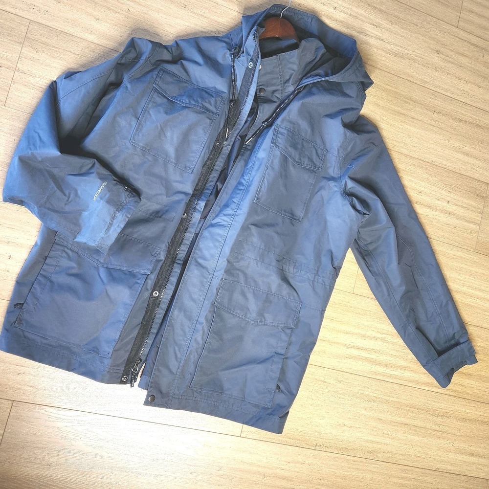 Eddie Bauer Mens T2XL Tall Jacket Blue Gray WeatherEdge Weather Resistant Hooded